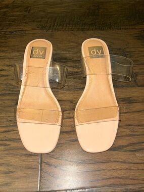 Dolce Vita Nude Clear-Strap Slide Mules